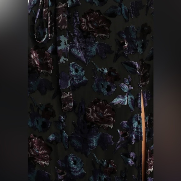 Black, Blue, Violet Velvet Burn Out Maxi Dress 2XL - Picture 6 of 10